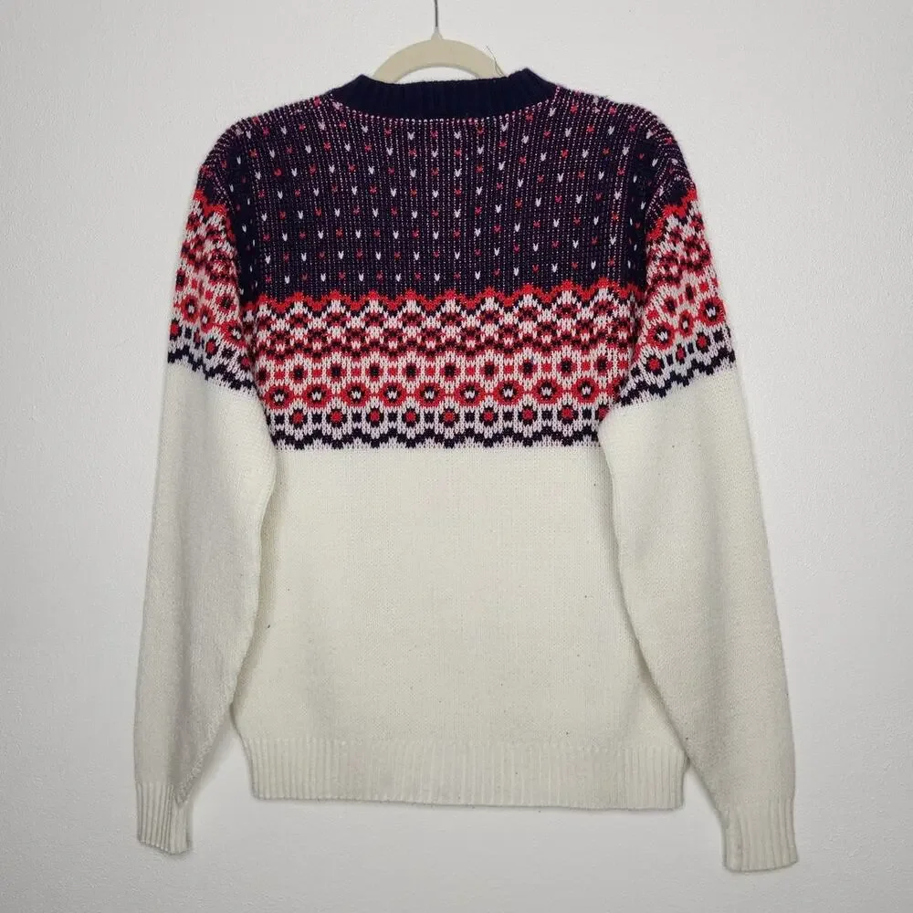Vintage 70s 80s Sportswear Fair Isle Sweater Mens Large Groovy Hippie Rockabilly